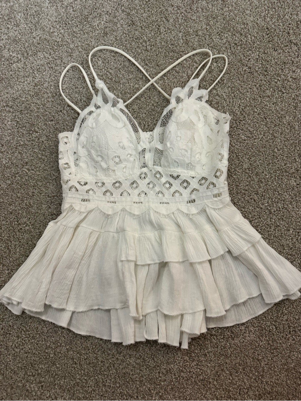White Lace Ruffle Cami Top